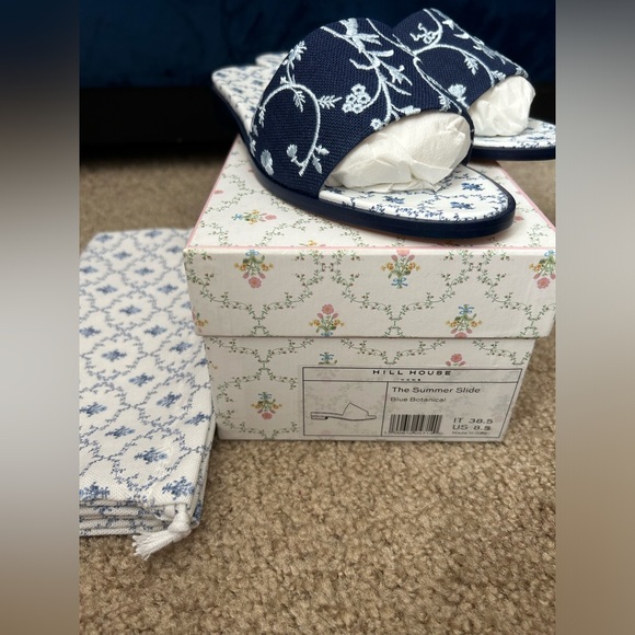 NWT Hill House Home Summer Slides Blue Botanical - Picture 3 of 4